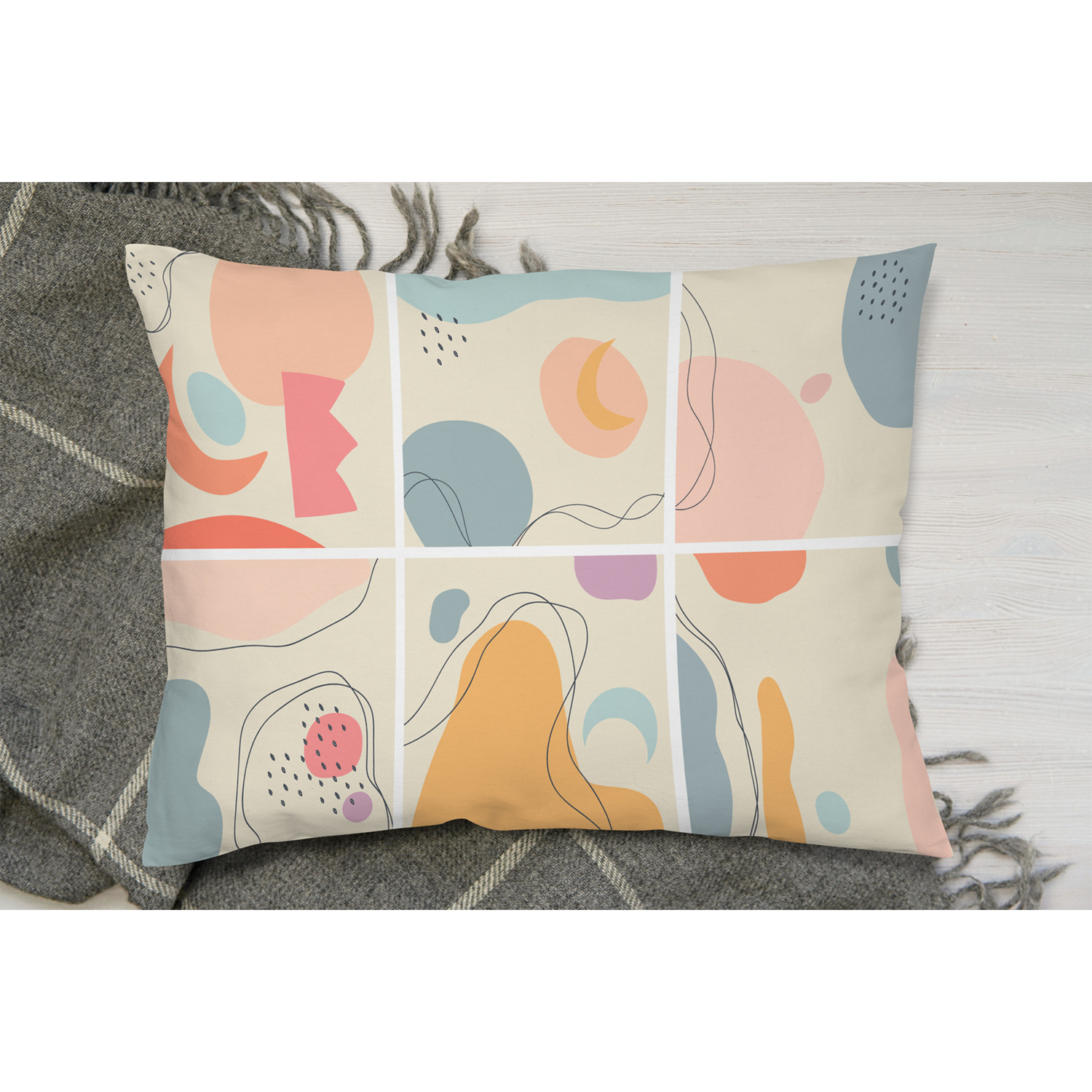 Hand Drawn Various Shapes And Doodle Objects Cushion - Pink