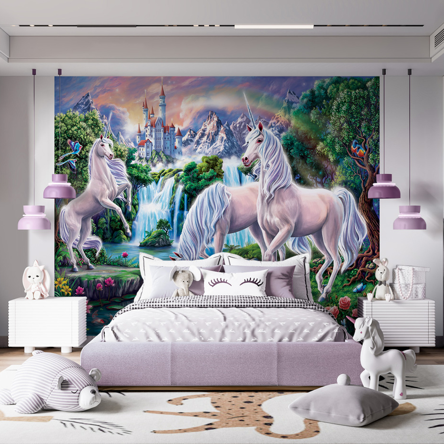 Unicorn Paradise Wall Mural - Multicolour