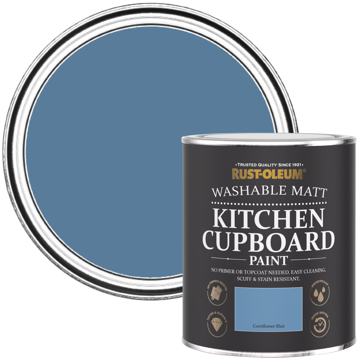 Chalky Kitchen Cupboard Paint - Cornflower Blue - Cornflower Blue