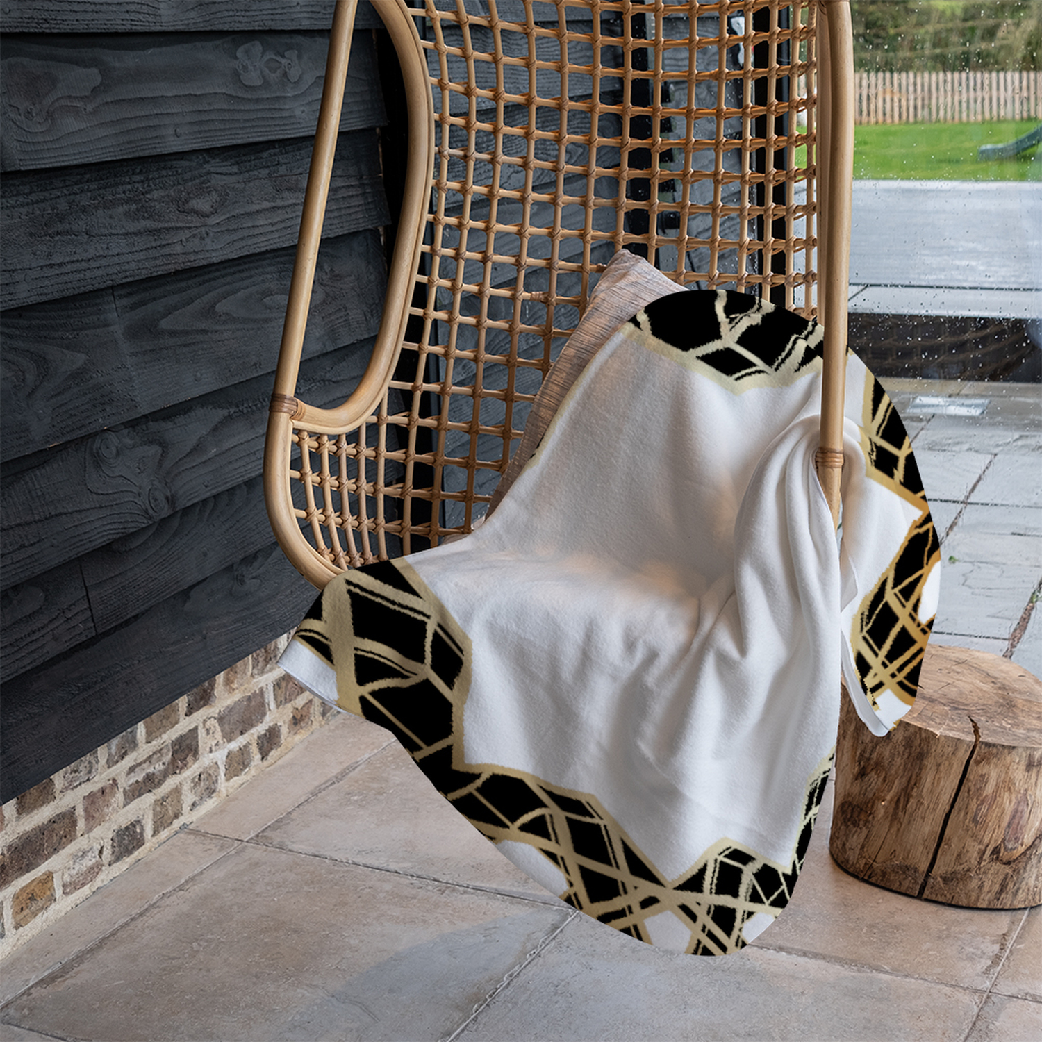 Art Deco Star Border Blanket - Gold