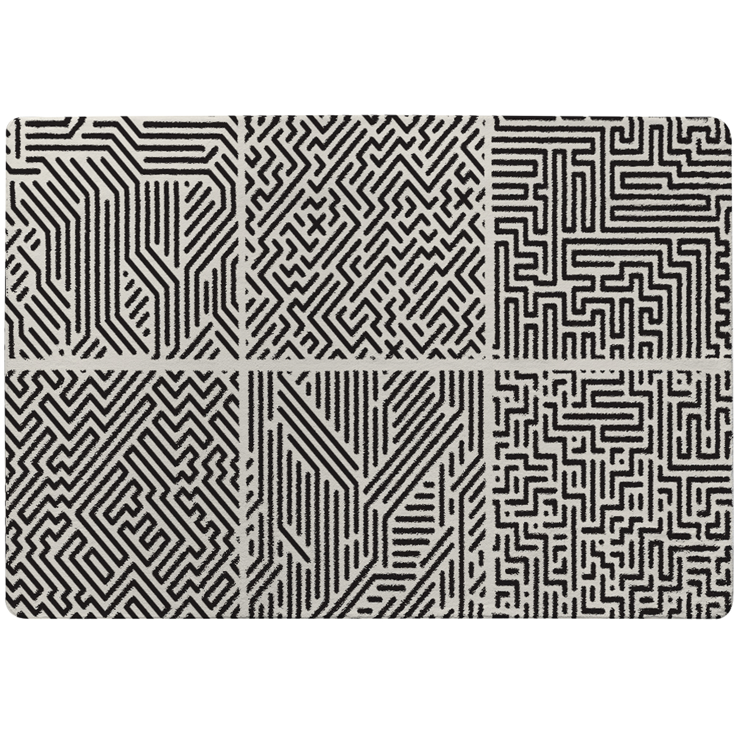 Striped Geometric Patterns Rug - Black / 150cm thumbnail