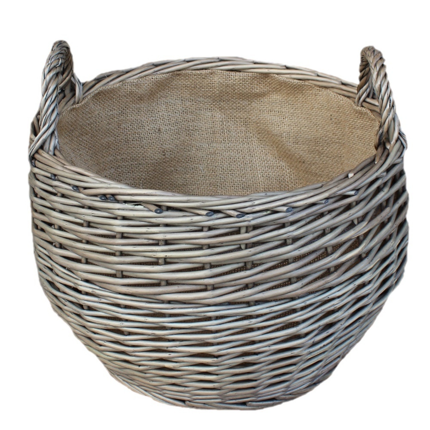 Antique Wash Stumpy Wicker Basket - Brown Grey / 35cm