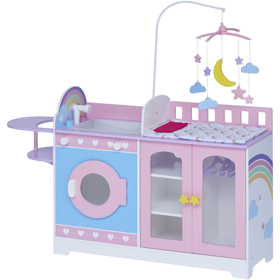  6-in-1 Wooden Changing Station for Baby Dolls