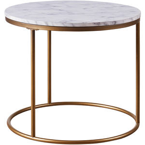 Versanora Side Table Round Faux Marble  Brass Modern Design