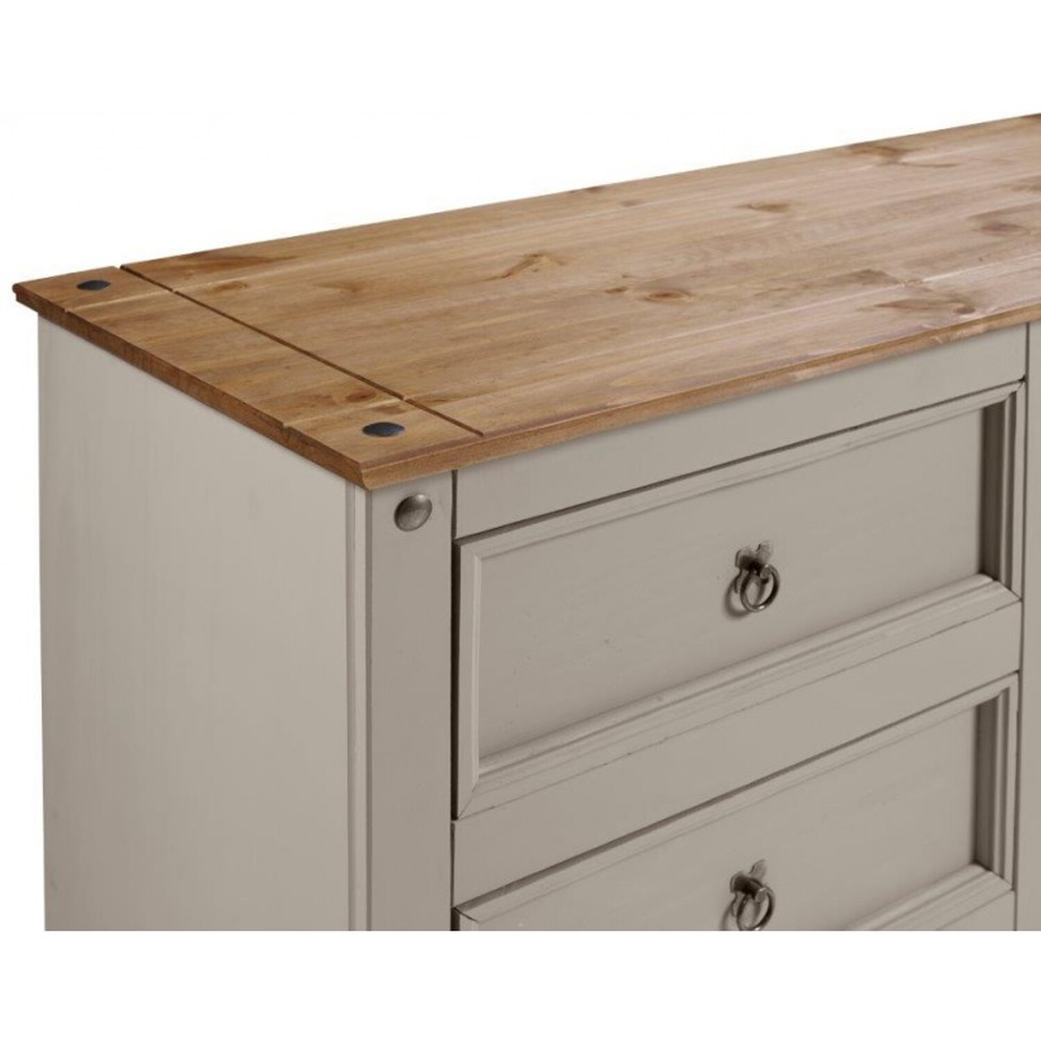 Corona Grey Wax 6 Drawer Wide Chest Of Drawers - Distressed Grey Wax