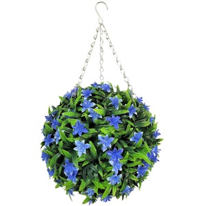 Best Artificial 28cm Blue Lily Hanging Basket Flower Topiary Ball