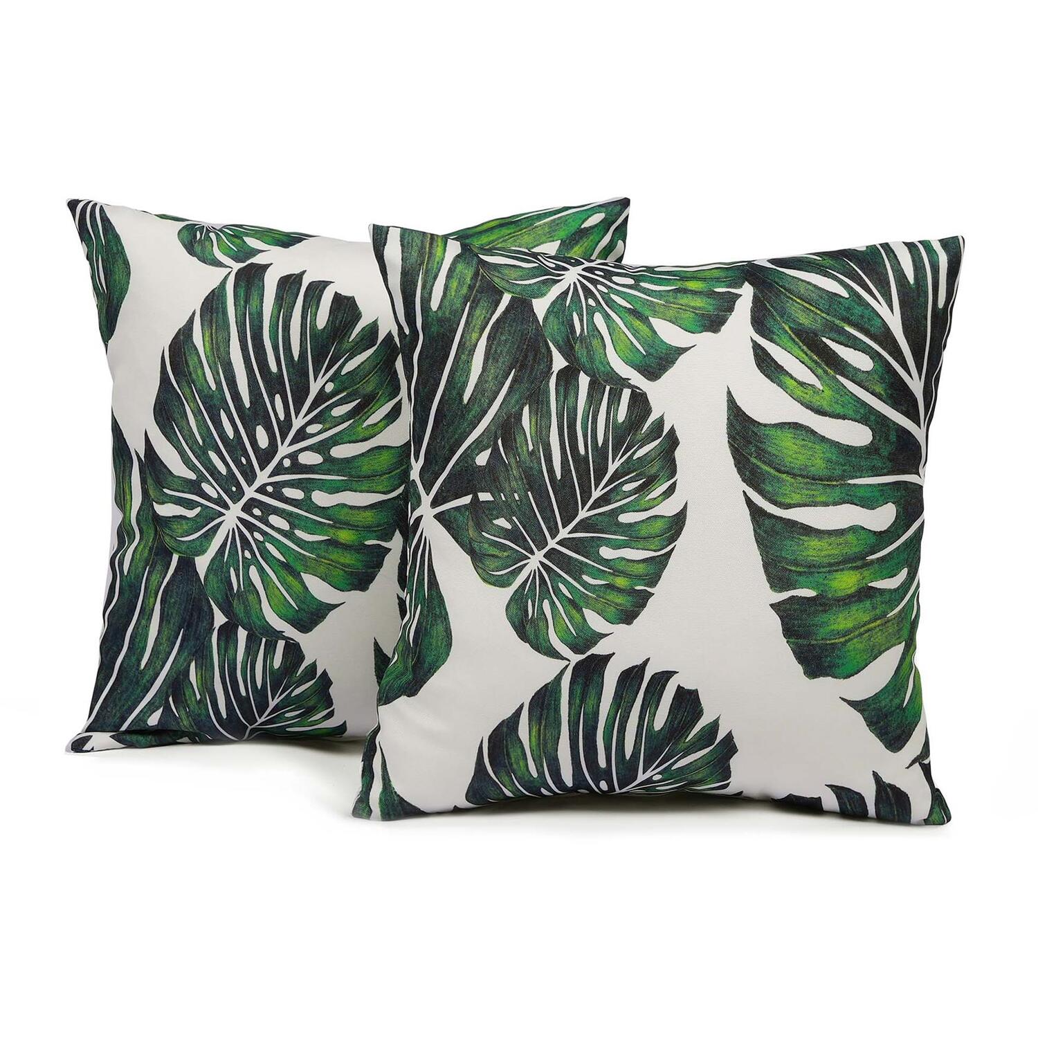 Pack Of Tropical Outdoor Cushion Covers - Dark Green 2