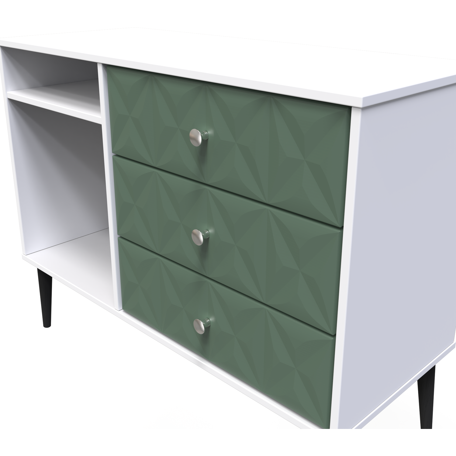 Pixel 3 Drawer Tv Unit - Labrador Green White