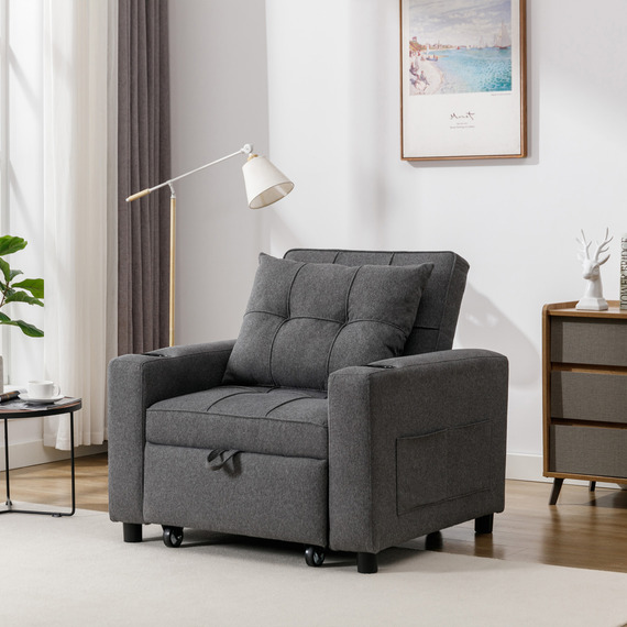 Hudson Sofa Bed Linen Fabric with Cup Holders