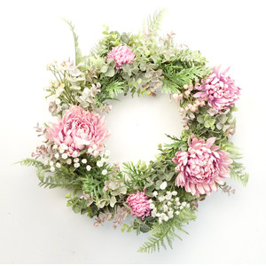 Artificial Pink Floral Blossom Wreath by Leaf