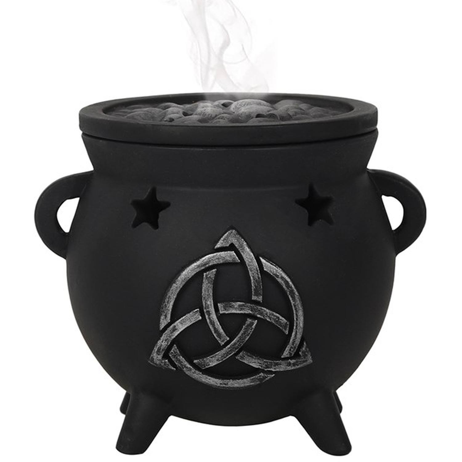 Triquetra Cauldron Incense Holder Mystic Smoke Rising - Black