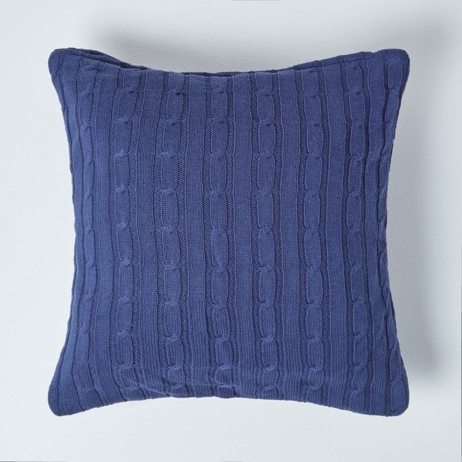 Cotton Cable Knit Cushion Cover - Navy Blue