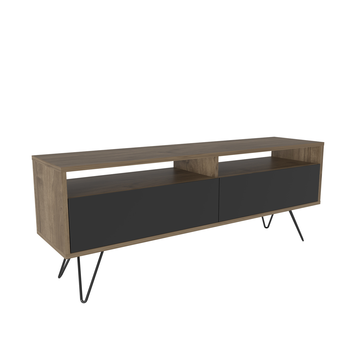 Flay Tv Unit - Walnut Black