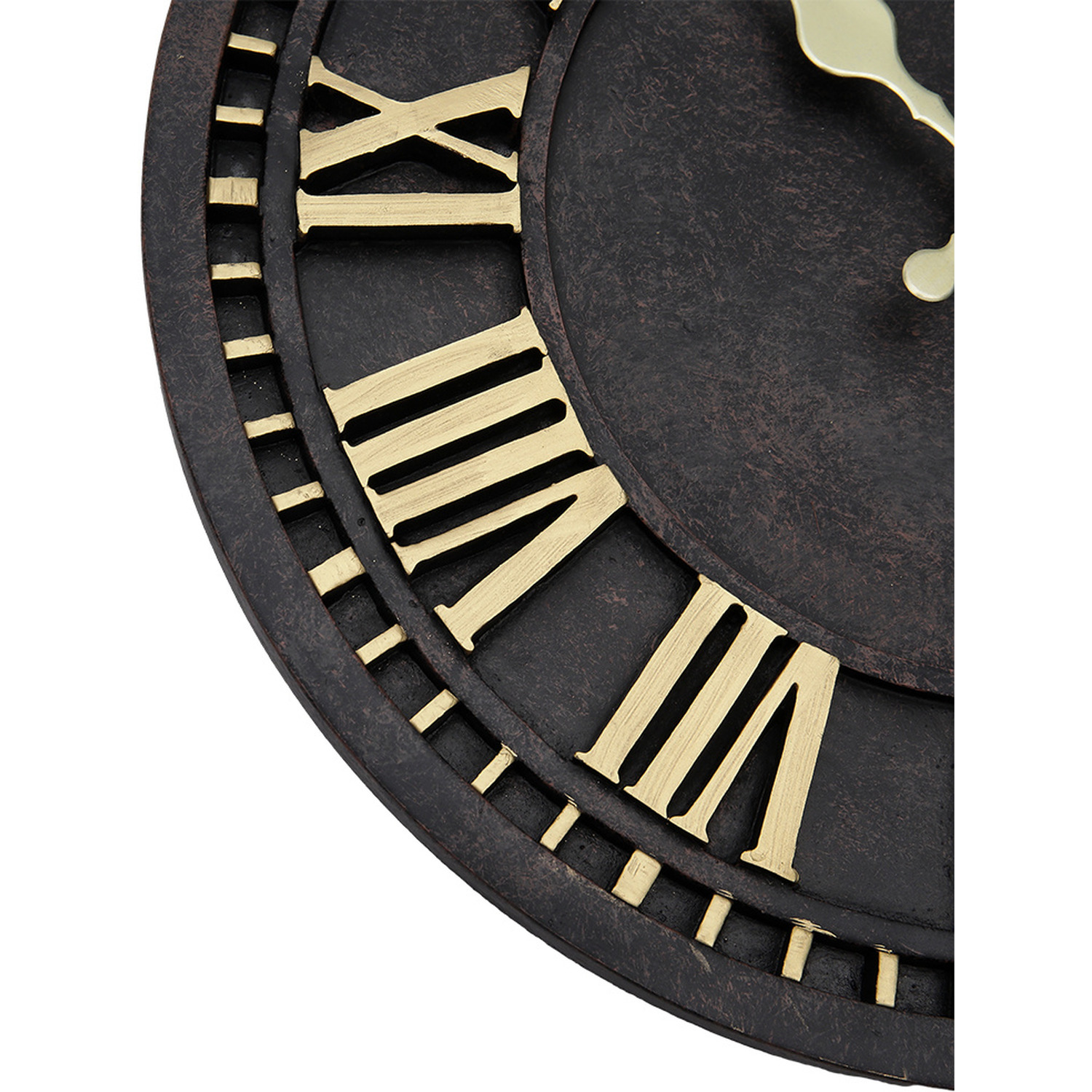 Industrial Round Roman Numeral Wall Clock - Gold And Black