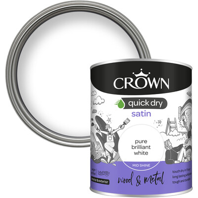 Pure Brilliant White 750ml Crown Quick Dry Wood and Metal Satin
