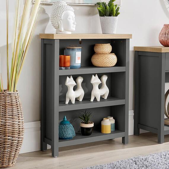 Home Source Avon 3 Tier Low Bookcase Shelving Unit 36mm Top
