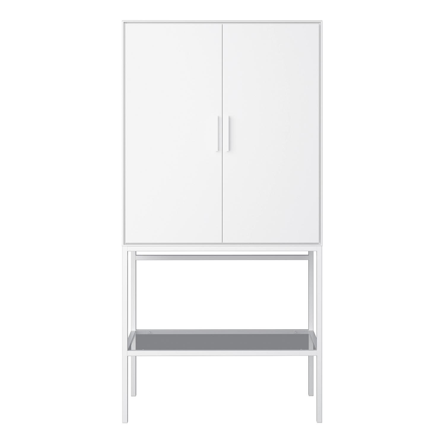 Furniture To Go - Pure White Slimline 2 Door Wardrobe with Steel Legs - Black Legs thumbnail