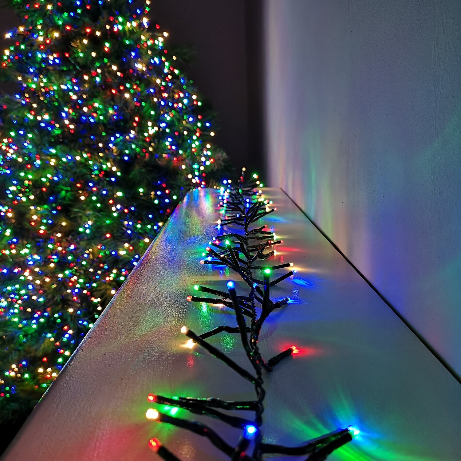 LED Christmas Multi Function Cluster Lights with Timer - Rainbow