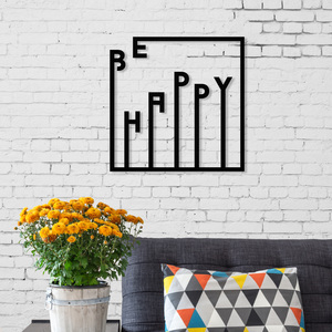 Happy  Wall Art Metal Decorative Object - Black