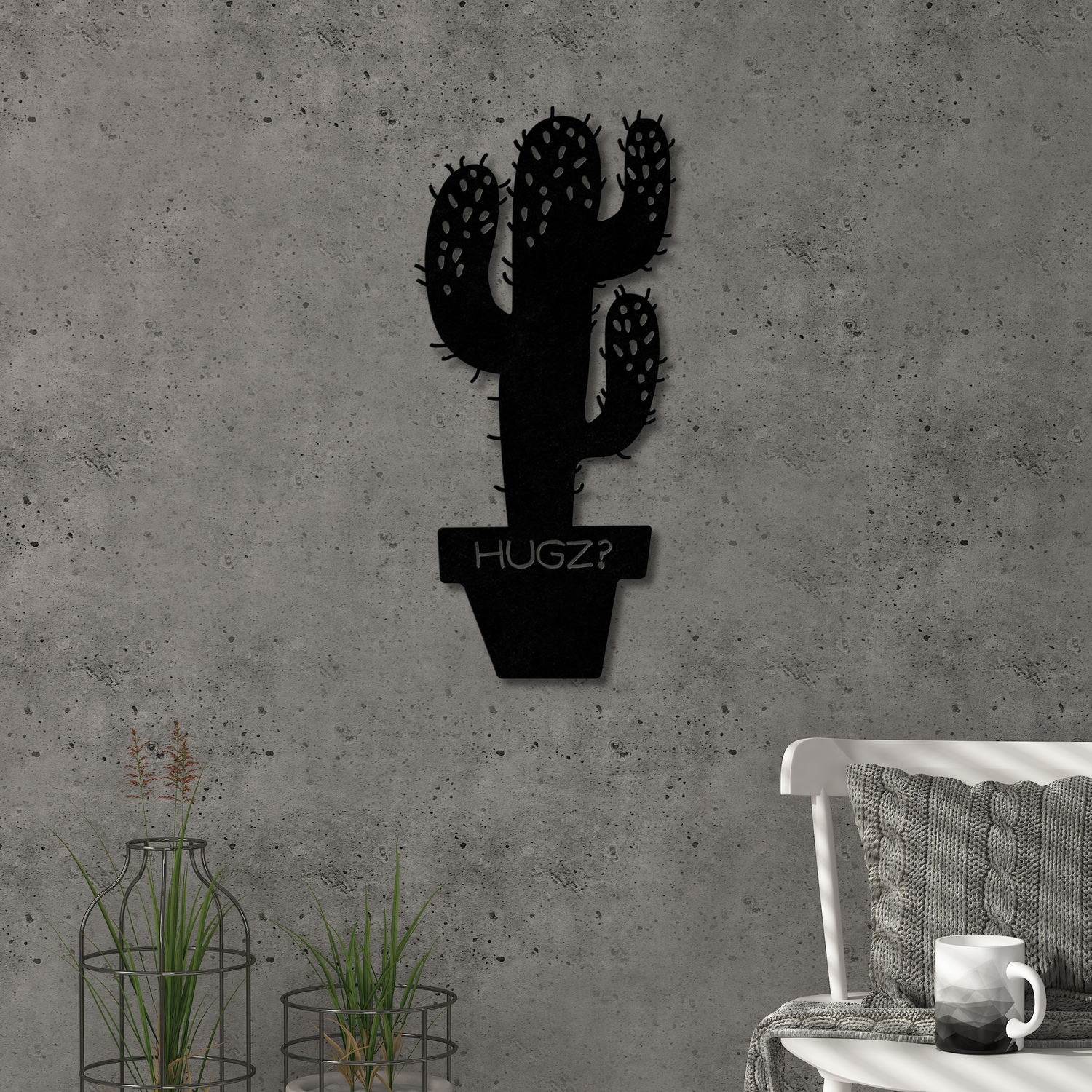 Decortie Hugz Theme Wall Art Metal Decorative Object - Black - Black