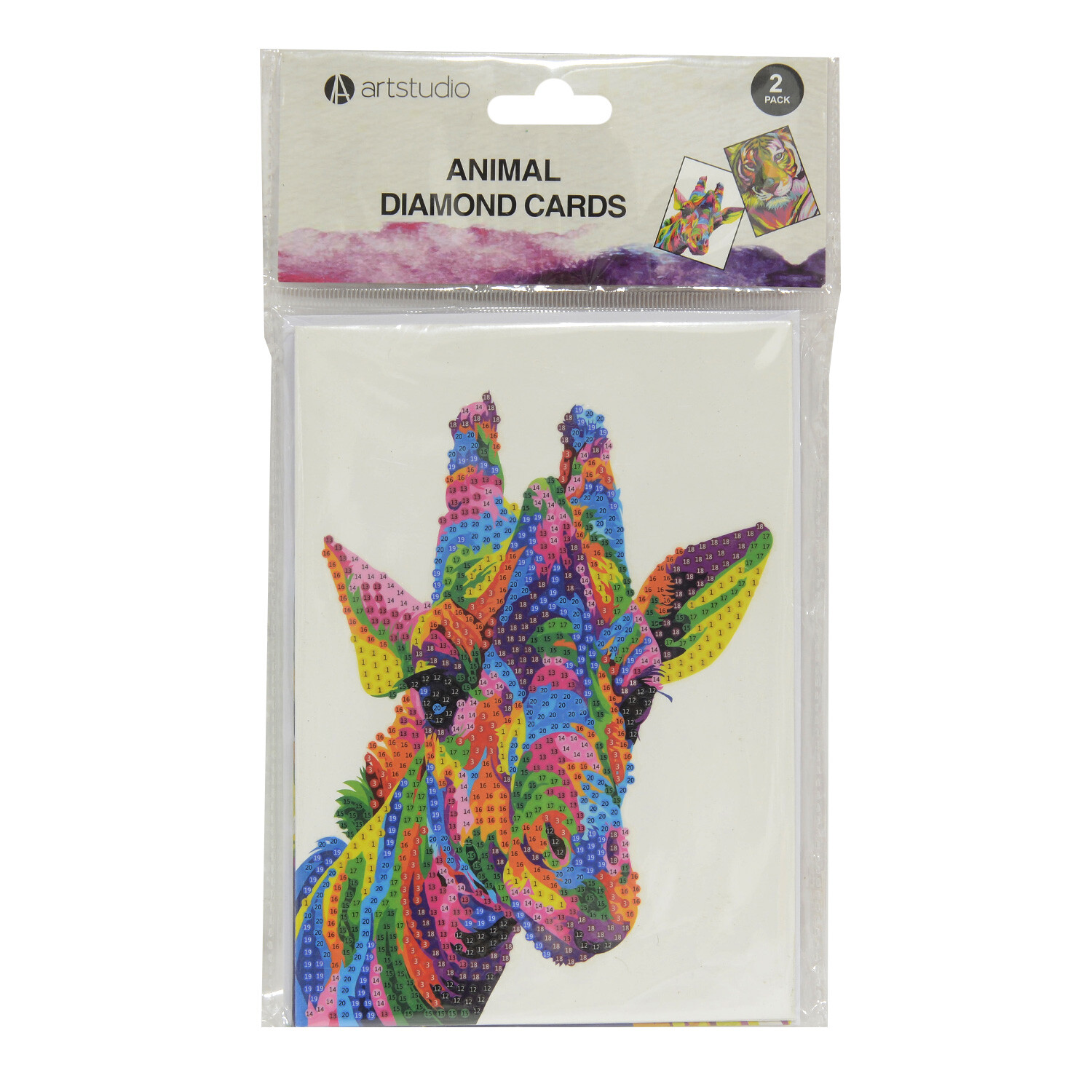Art Studio Pack Of 2 Diamond Cards - Animal