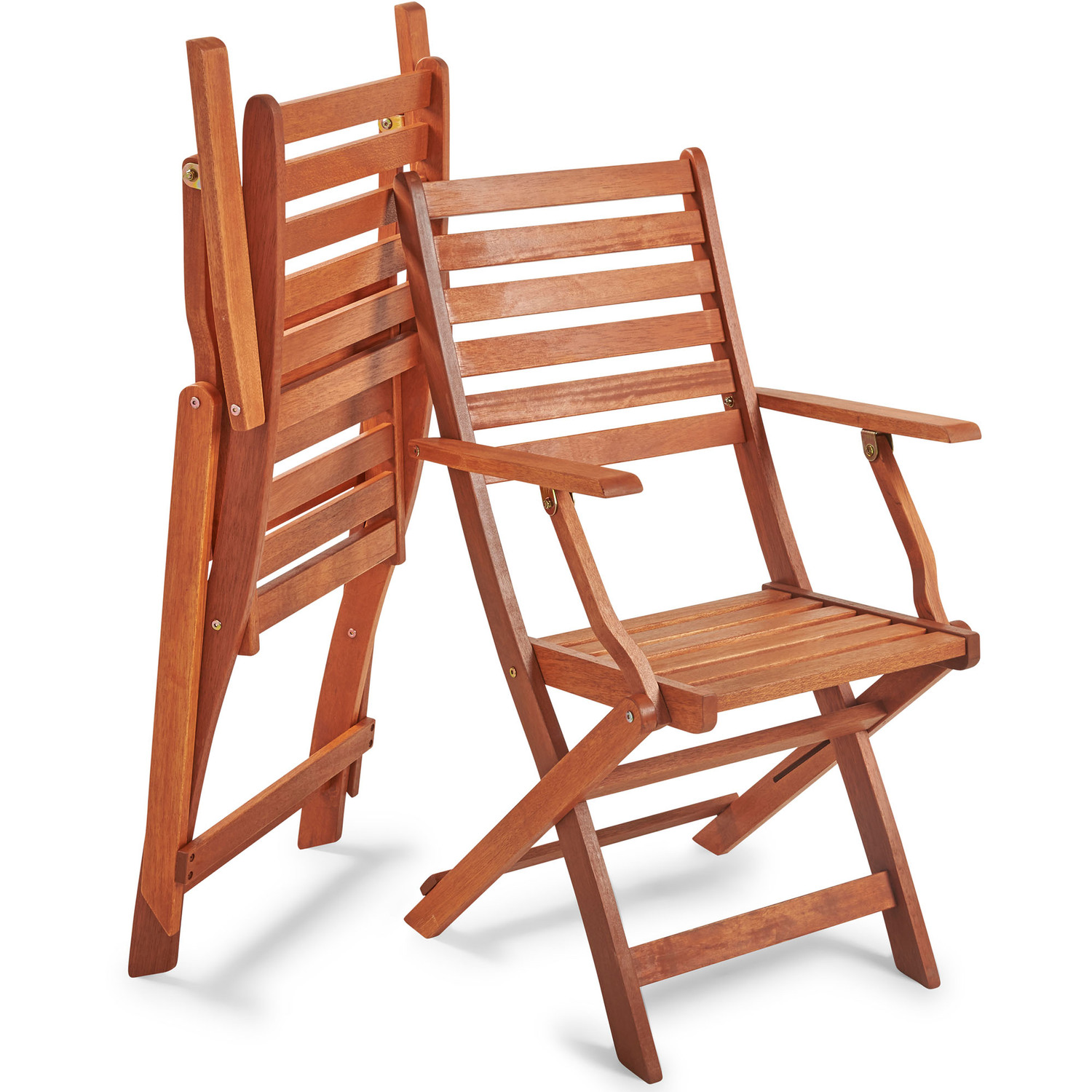 Set of 2 Folding Wooden Garden Chairs
