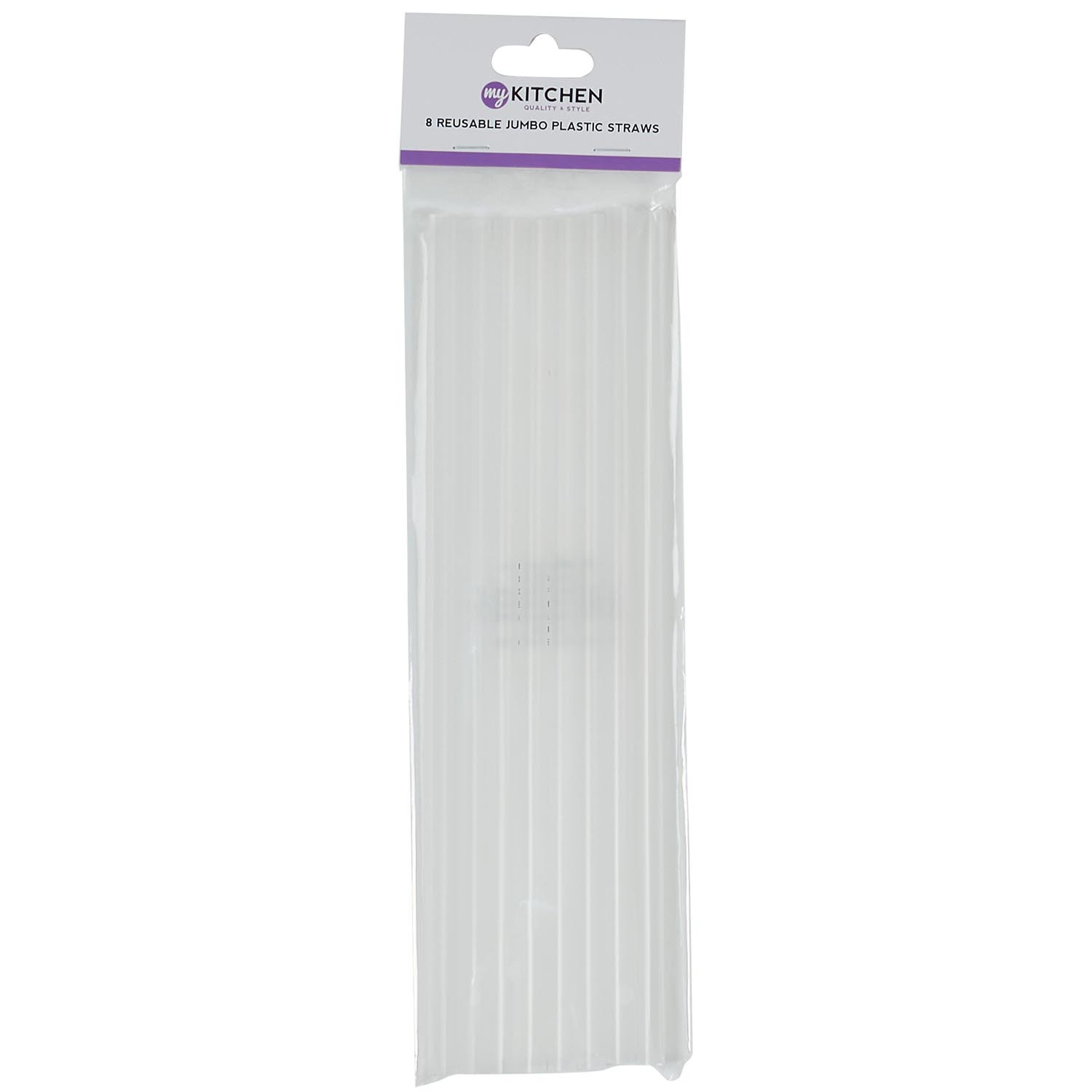 Pack of 8 Reusable Jumbo Plastic Straws - Clear