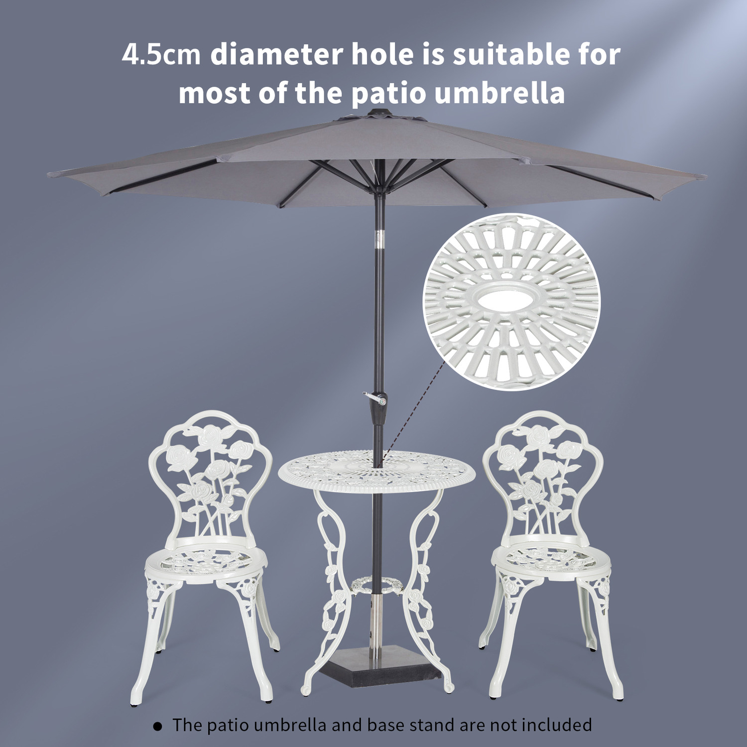 Garden Bistro Dining Table Chair Set - White
