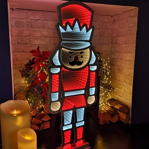 LED Infinity Standing Christmas Nutcracker Decoration with Metal Base