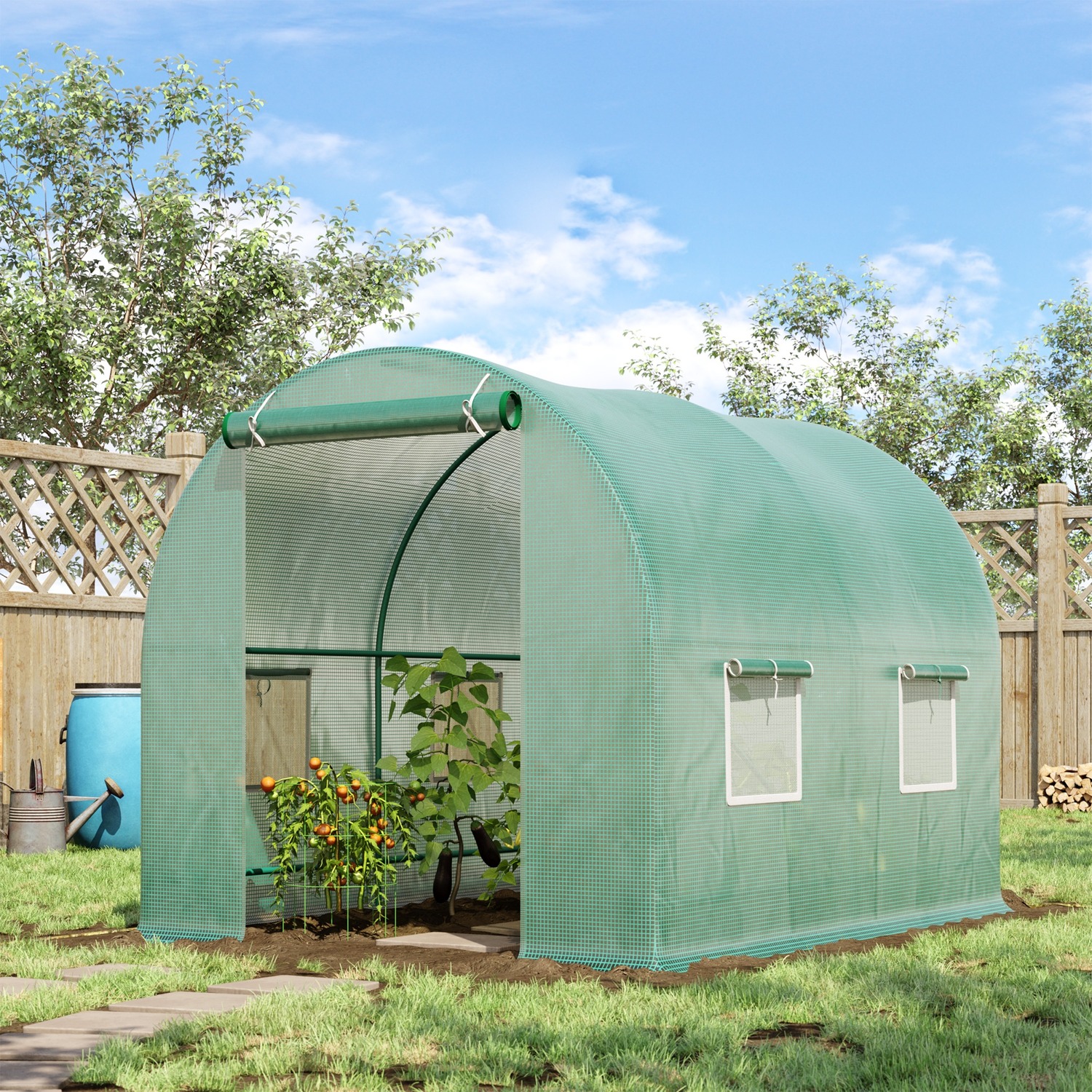 Outsunny - Polytunnel Garden Greenhouse - Walk-in - Green - 2.45m