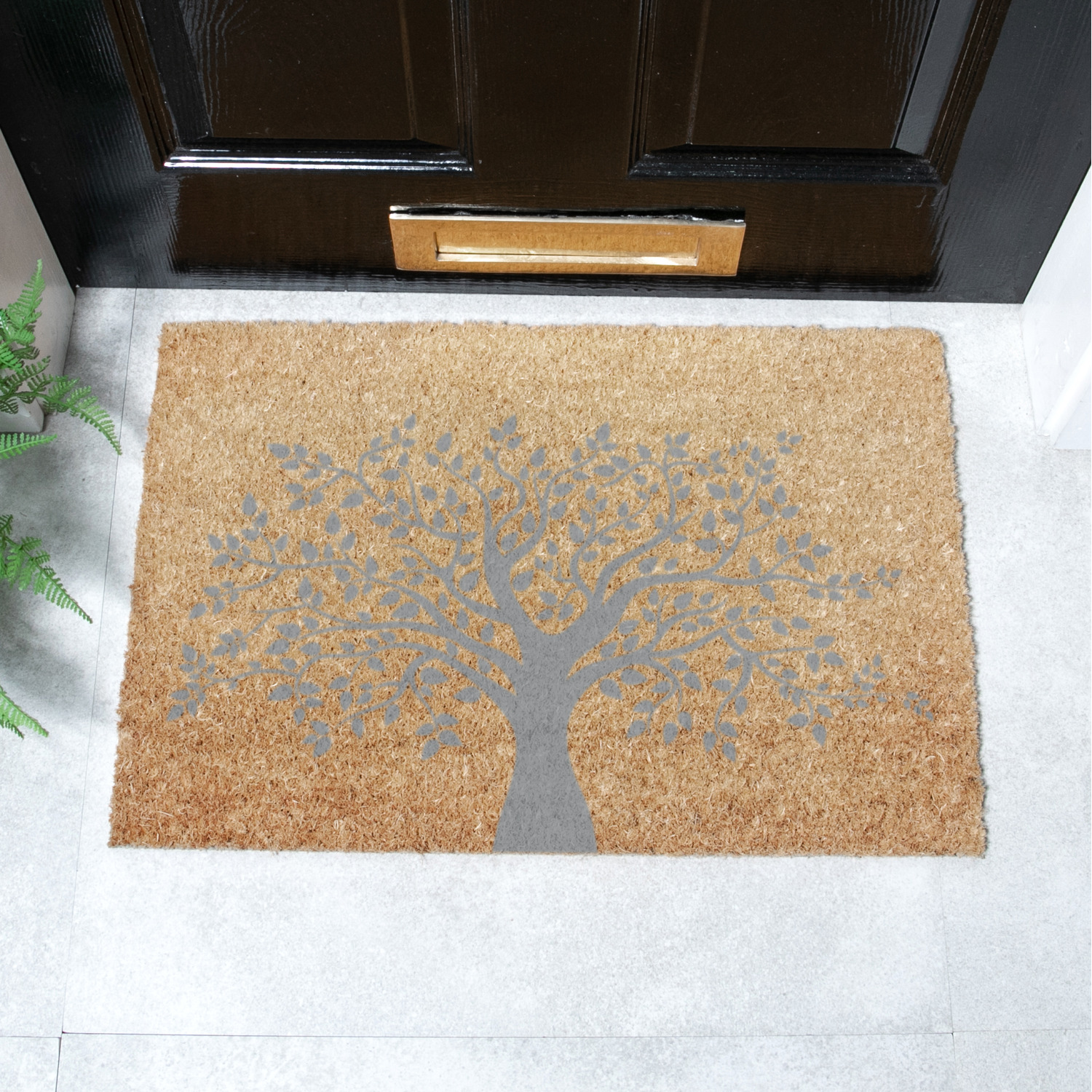Tree of Life Grey Doormat - Brown