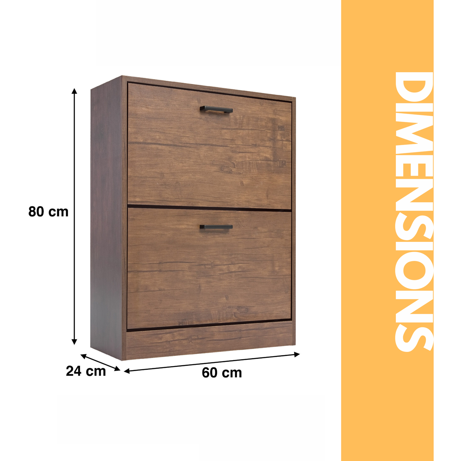 2 Drawer Shoe Storage Cabinet - Walnut Walnut