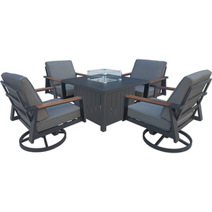 4 Seater Aluminum Patio Firepit Dining Set