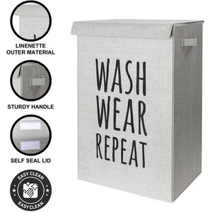 Light Grey Collapsible Laundry Basket With Handle Storage Basket shot 5740712