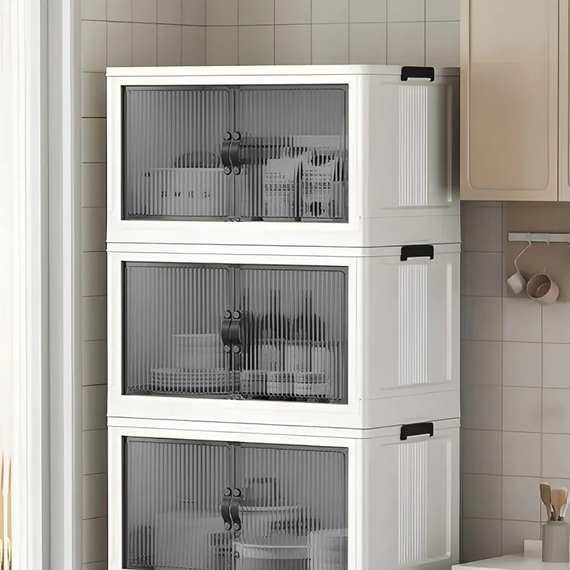 Collapsible Closet Organizers with Foldable Plastic Storage Boxes