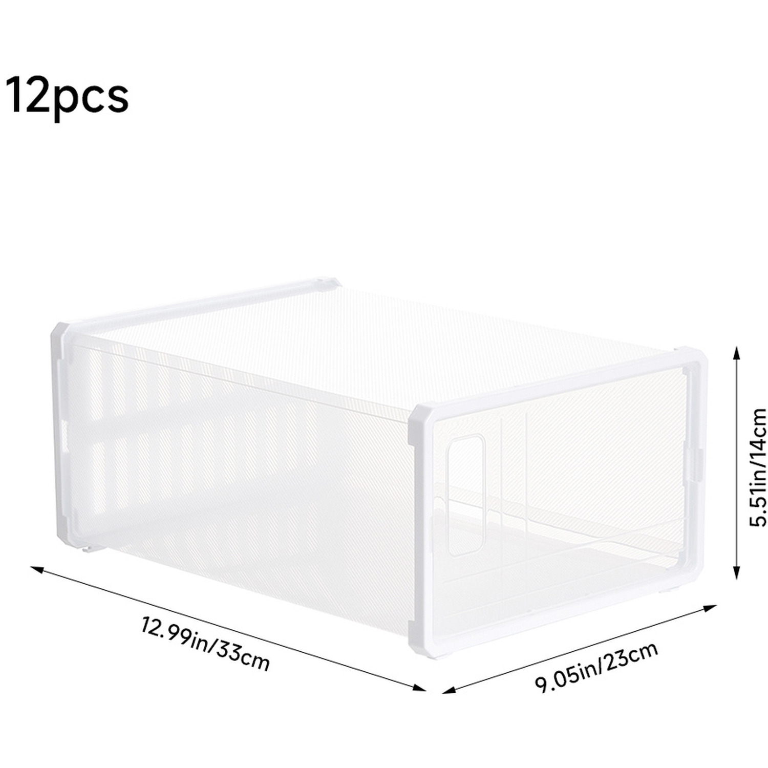 12pcs Dustproof Shoe Storage Box - White 33cm