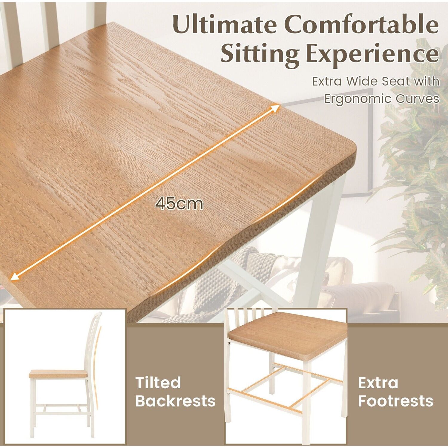 2pcs Kitchen Dining Chairs With Spindle Back - White Natural