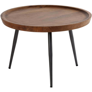 Brown / 60cm Home Source Manhattan Mango Wood Round Coffee Table with Metal Legs  shot 6078201