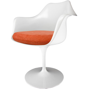 White Tulip Armchair with Velveteen Cushion