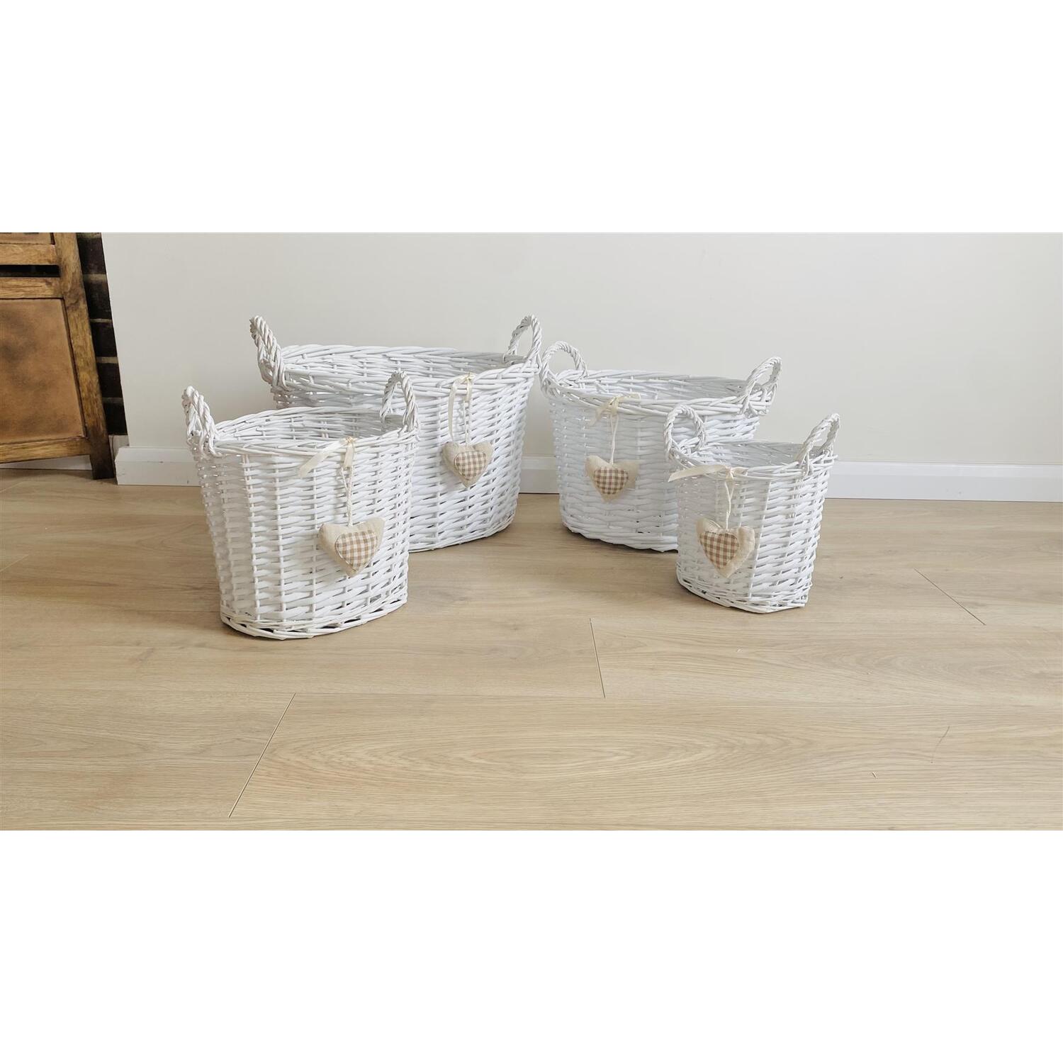 Image of Oval Deep White Shabby Chic Basket&hellip;