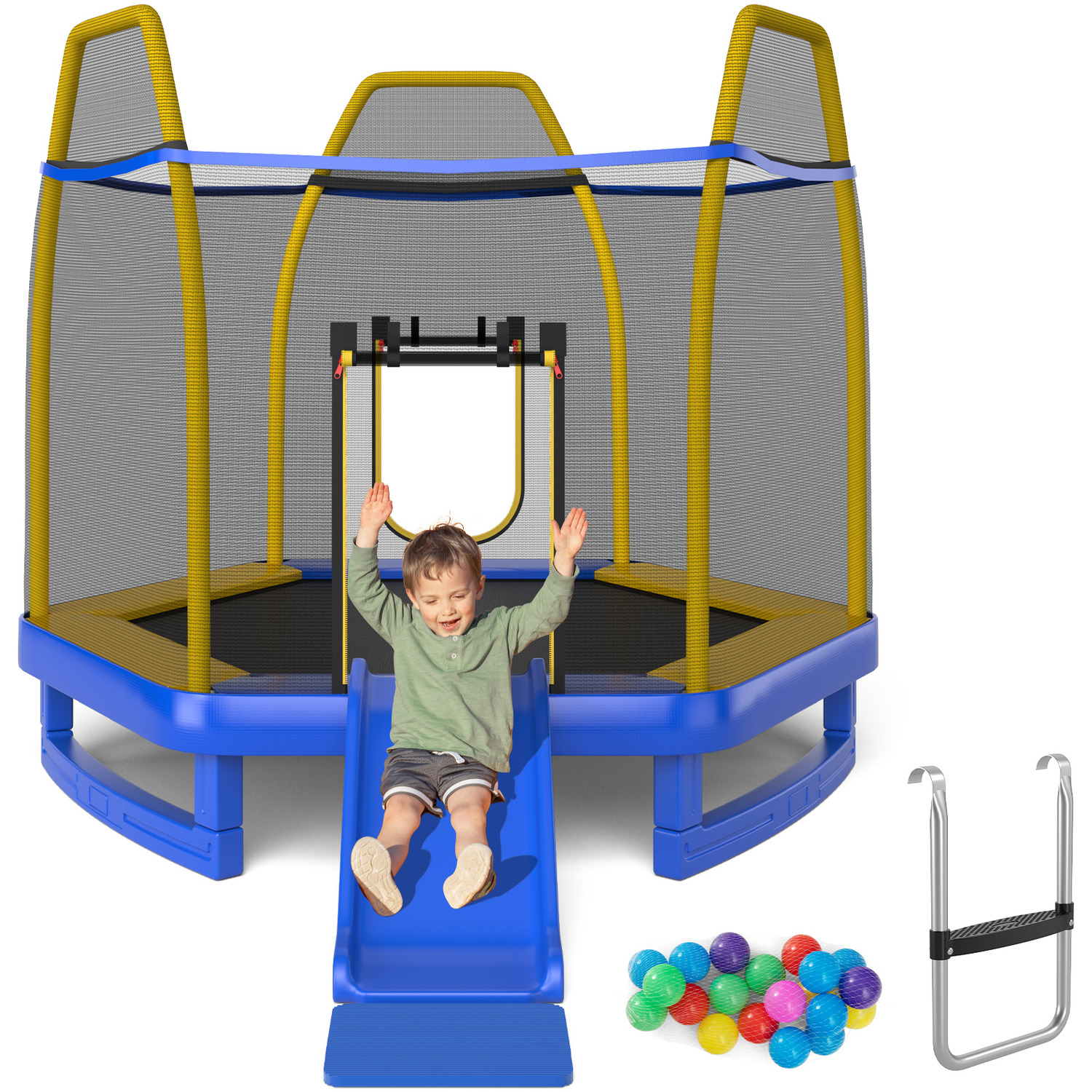 Kids Hexagonal Trampoline - Blue
