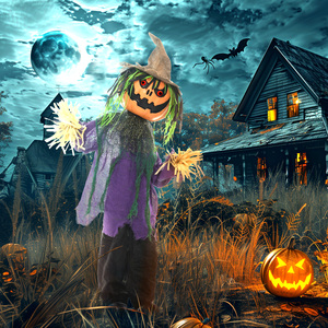 HOMCOM Pumpkin Man Outdoor Halloween Animatronic