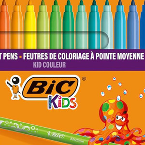 BIC Felt Tip Pens Pack of 24 Washable Medium Tip Assorted