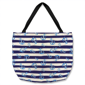 Blue Anchors On Navy Striped Tote bag