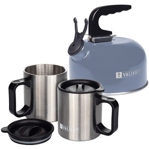 Camping Kettle and Insulated Mug Set in Blue