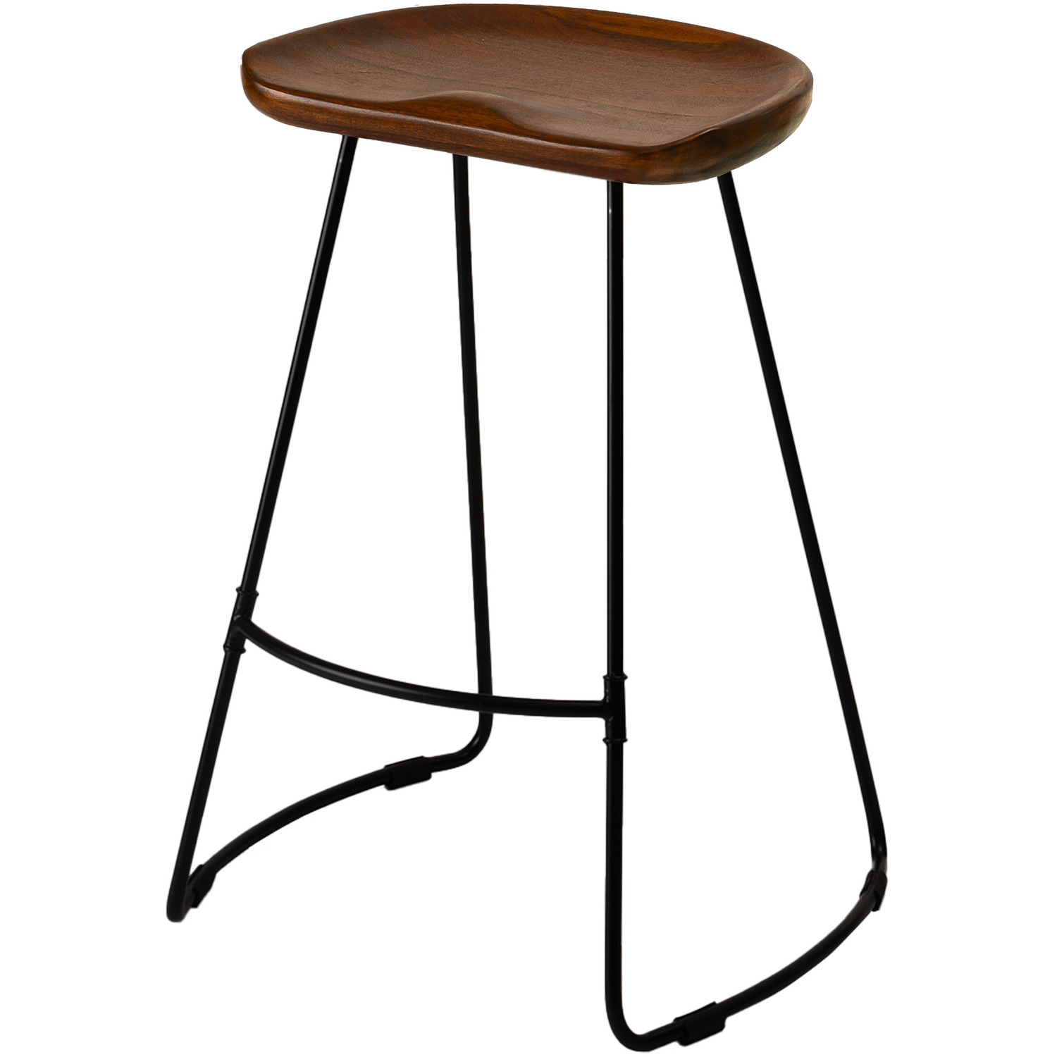 Ember Round Saddle Seat Solid Wood Counter Stool - Walnut 66cm