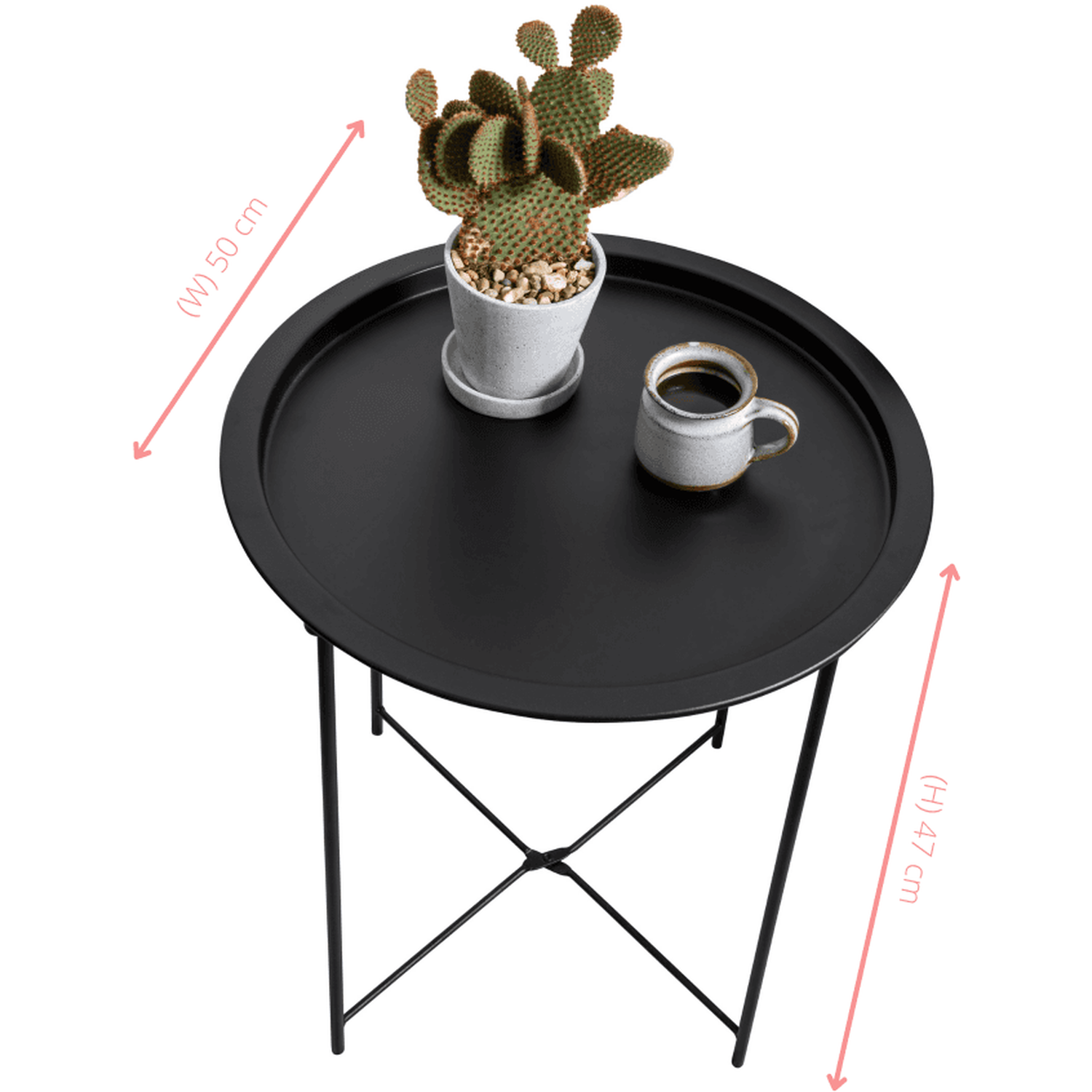 Solid Metal Side Table - Charcoal Grey