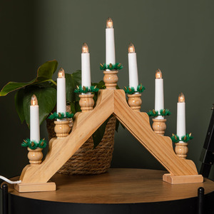Wooden Christmas Candle Bridge with 7 Warm White LEDs