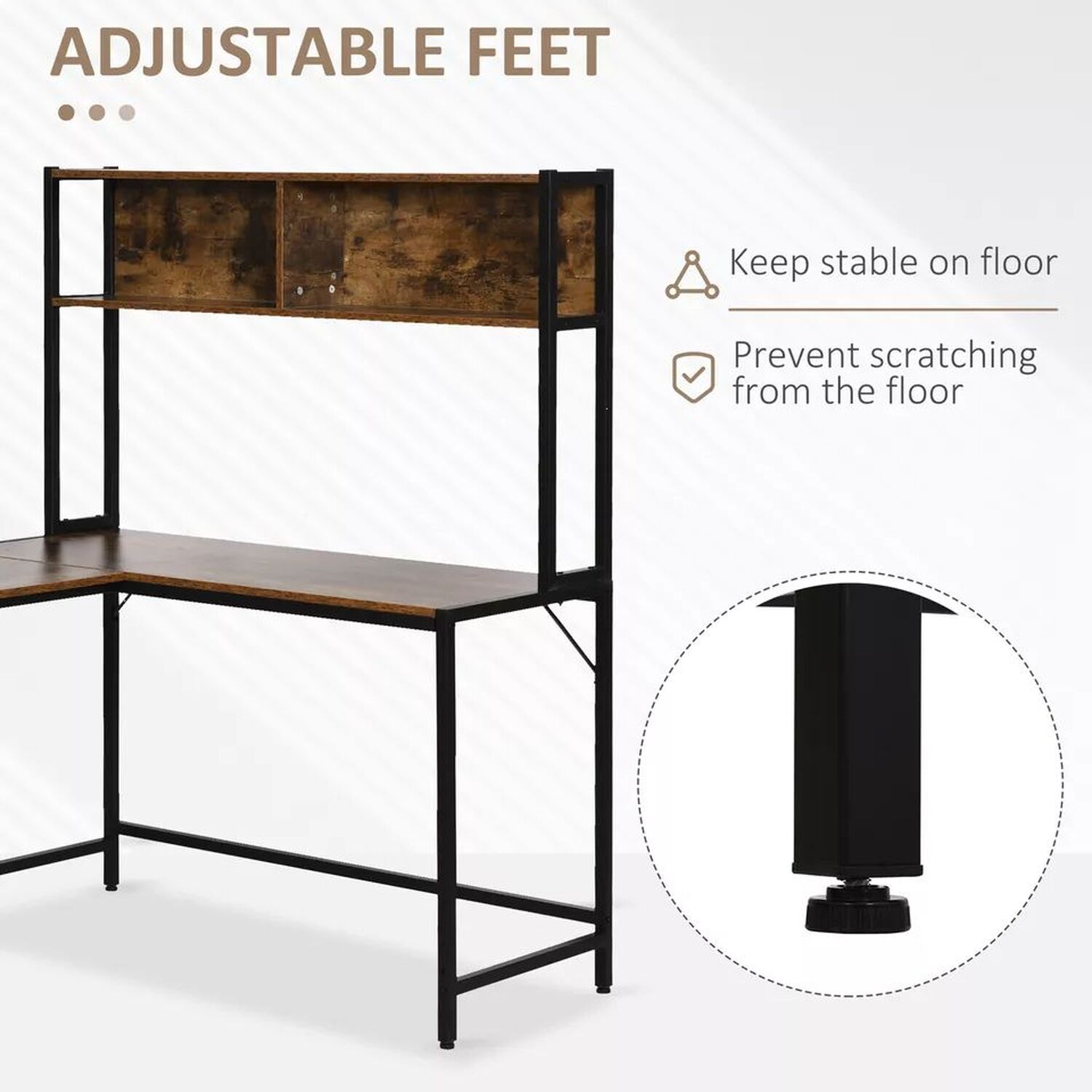 Computer Desk With Storage Shelf - Black And Brown