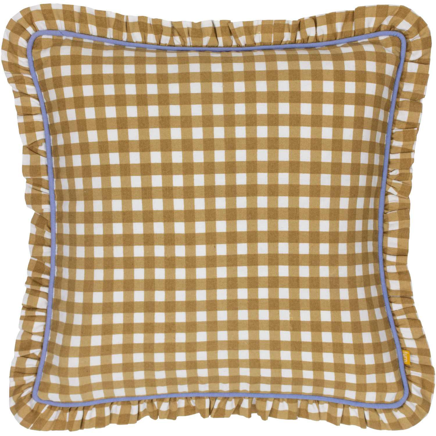 Maude Gingham Reversible Piped Feather Filled Cushion - Gold